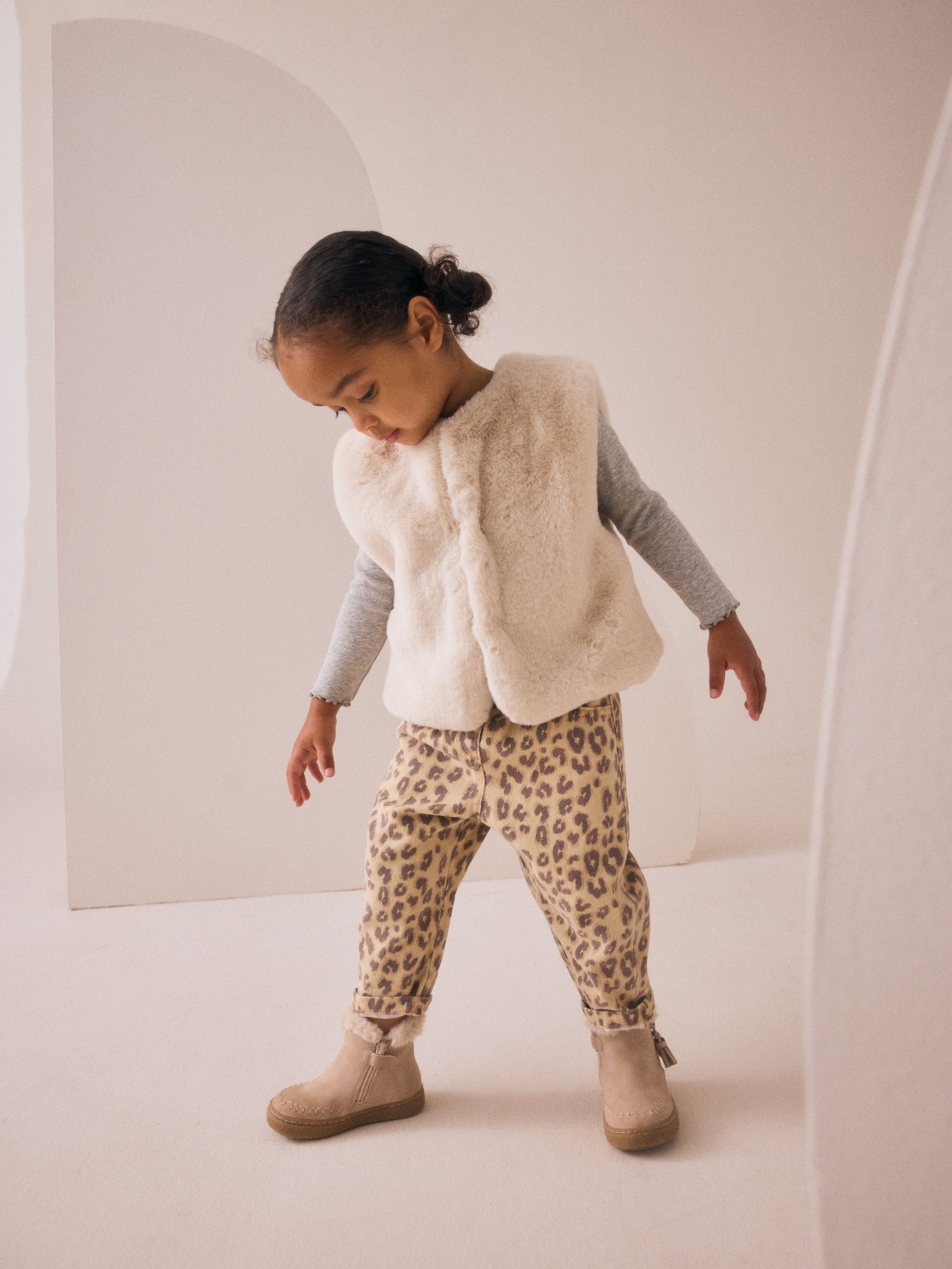 Crème - Bodywarmer van imitatiebont (3mnd -7jr)