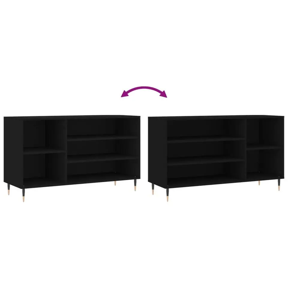 vidaXL - Schoenenkast 8 paar met metalen poten - Zwart - Hout - 102x36x60 cm
