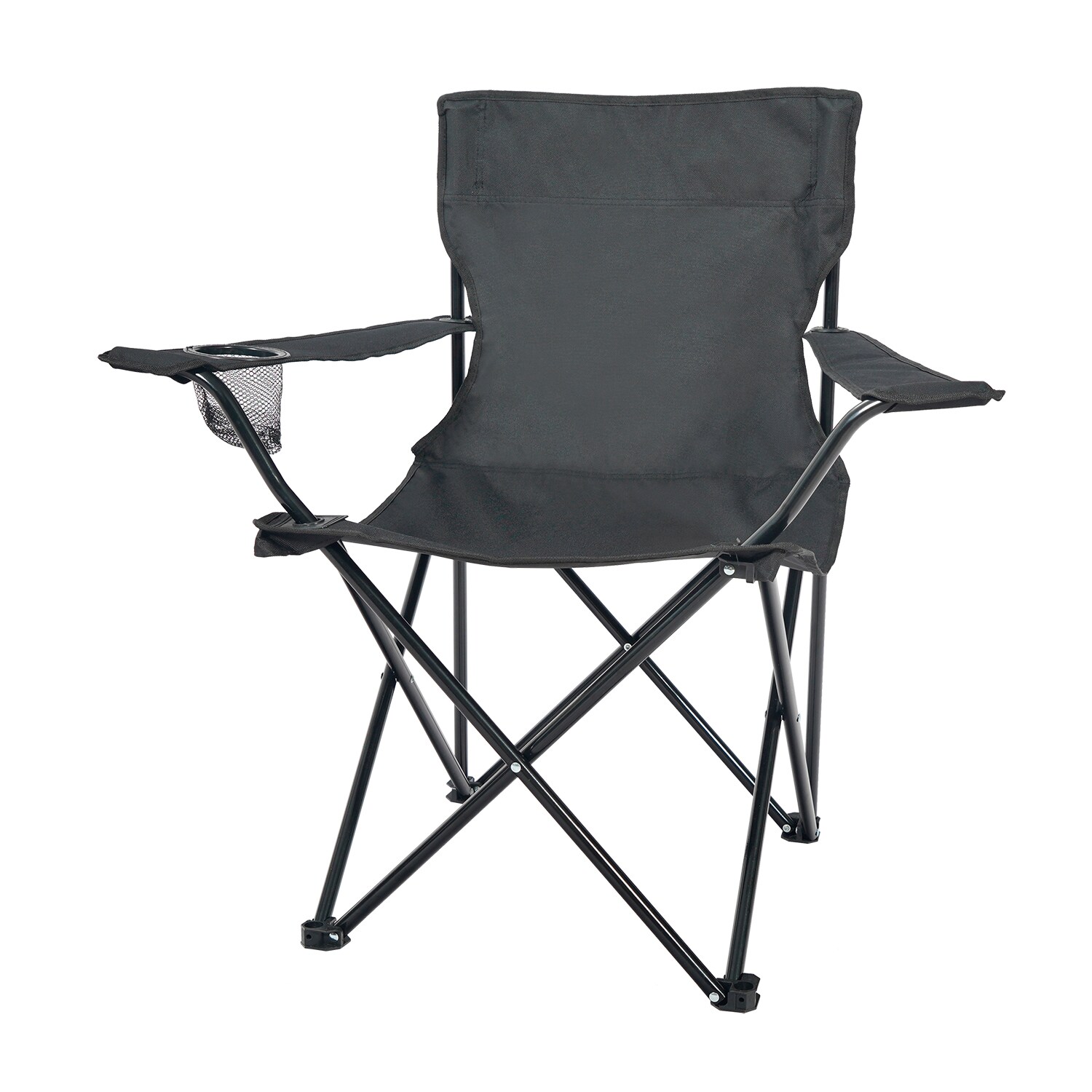 24MOVE® Campingstuhl Faltstuhl, schwarz, mit Getränkehalter und Tragetasche Outdoor, faltbar max. 100kg, Angerstuhl, Klappstuhl