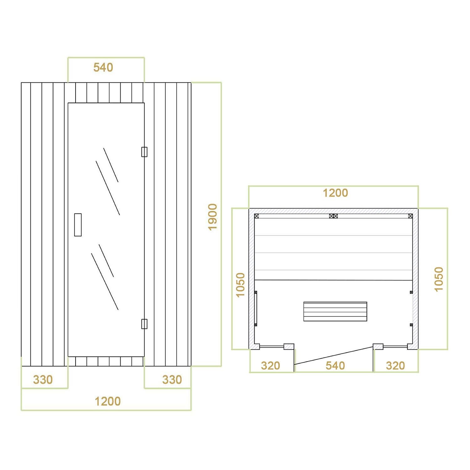 Infrarotkabine Nyborg S120K – Infrarotsauna 2 Personen –LED-Farblicht, 5 Keramik- 1 Flächenstrahler
