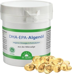 Dr. Jacob's DHA-EPA-Algenöl Omega-3-Fettsäuren Kapseln, 60 Stück