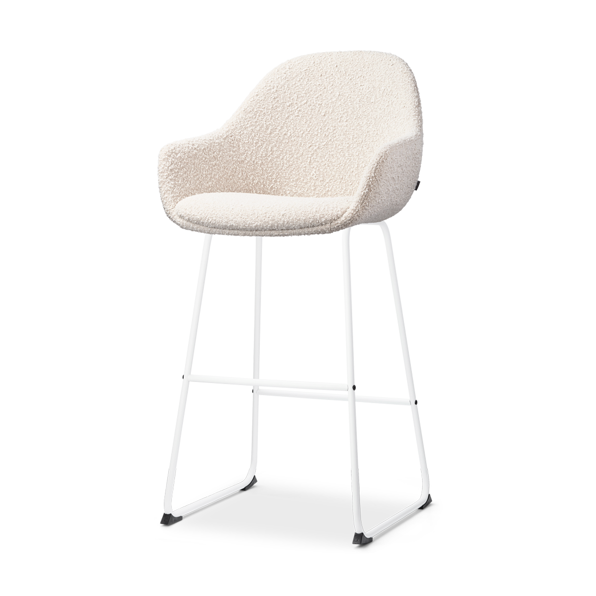 Barkruk Nino-Mae bouclé beige - wit onderstel - 75 cm