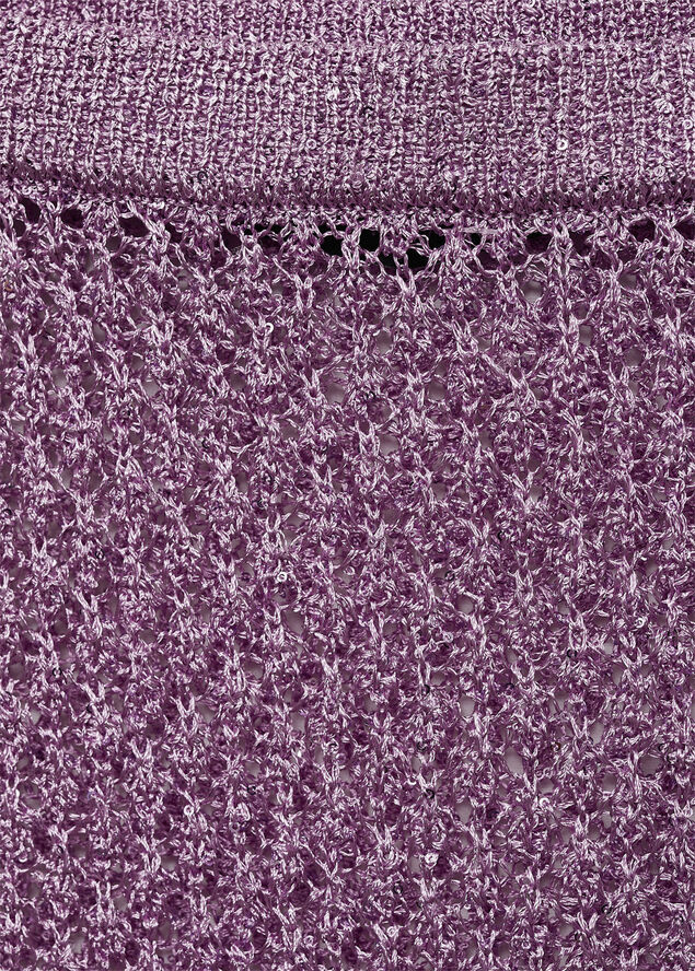 MANGO Sequin knit mini skirt Medium purple