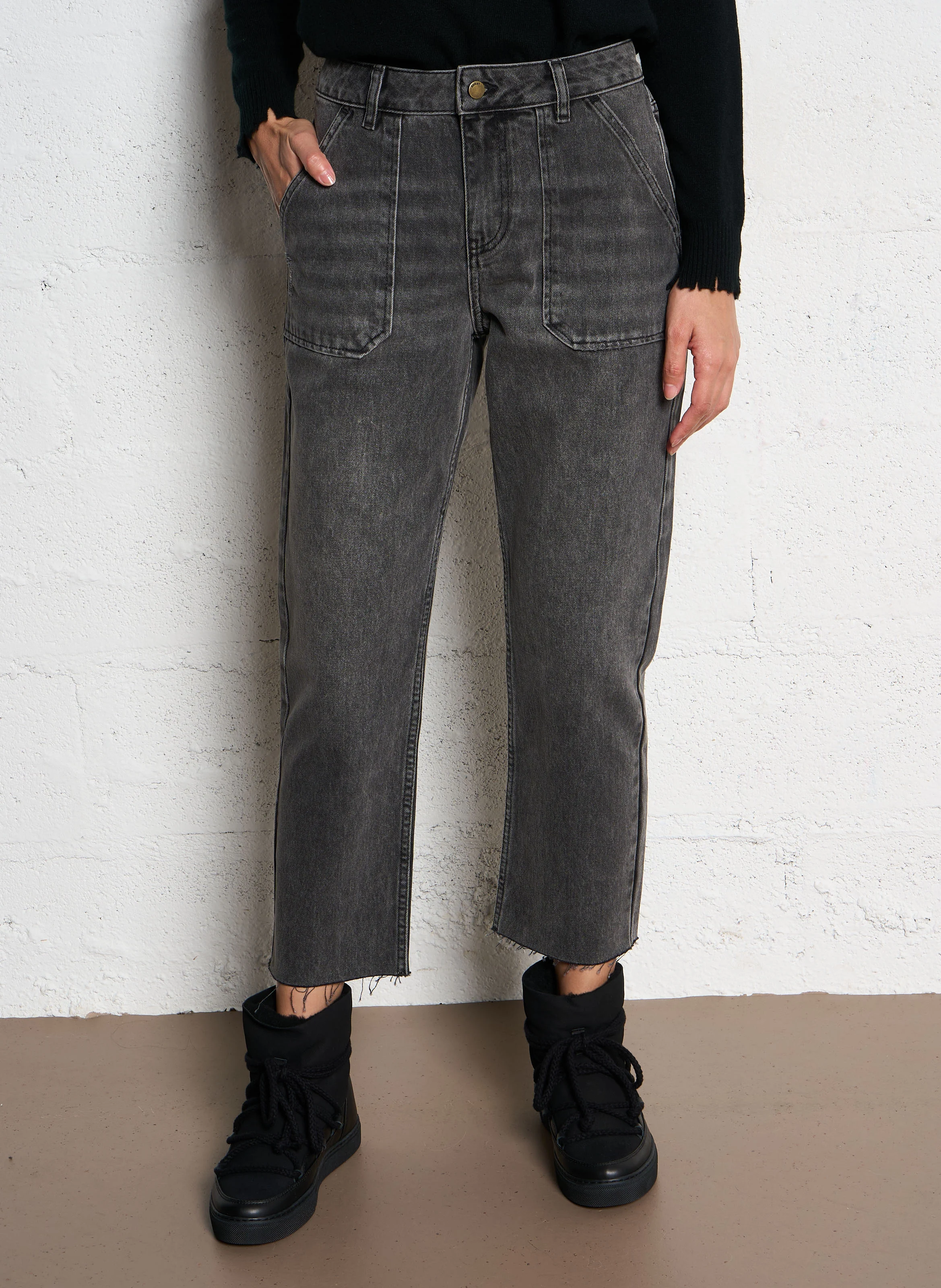ELLY - Jean droit en coton | Gris