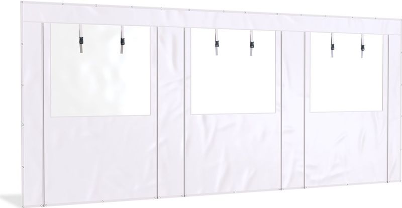 Overkapping zijwand PVC - 6 meter breed - 250 cm hoog - Met Raam en Ritsen