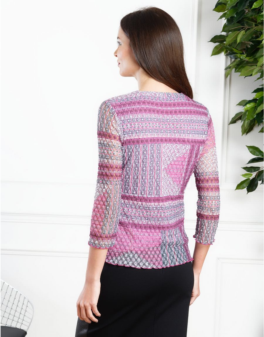 T-shirt rose gaufré