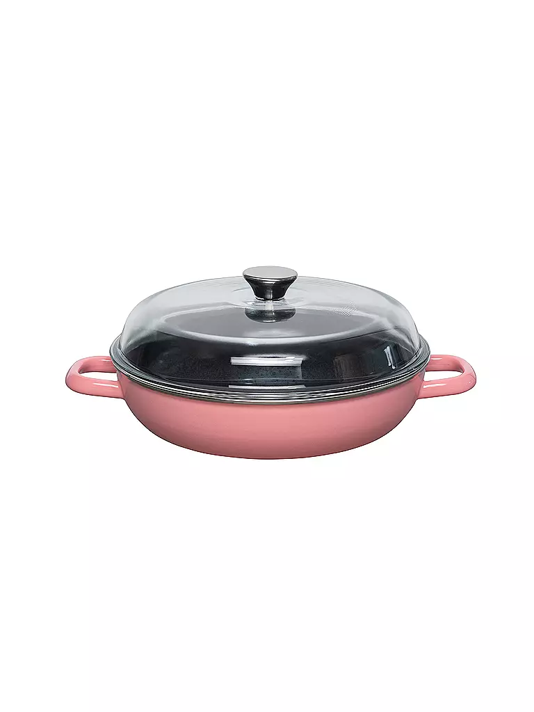 RIESS Schmorpfanne mit Deckel 28cm Pink koralle