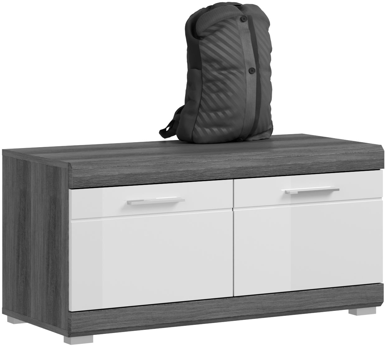 INOSIGN Sitzbank »SIENA, Breite 90 cm, 2 Türen, 2 Einlegeböden, 4 Fächer« hochwertige Rillenfräsung in MDF Front, 1 Stk. tlg. Garderobenbank, Dielenbank, Bank, Flurbank, Kommode