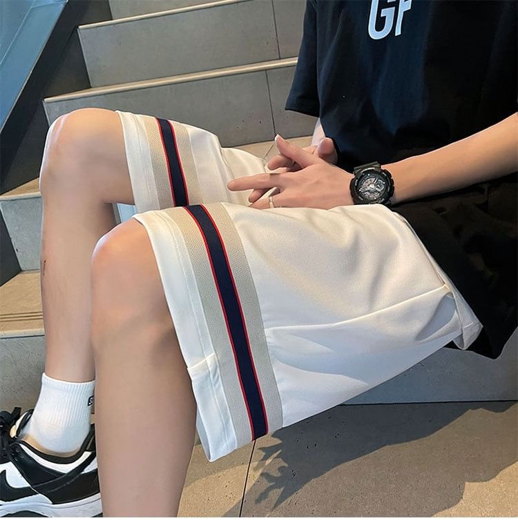 Craltuxe - Hoge taille gestreepte korte broek met wijde pijpen
