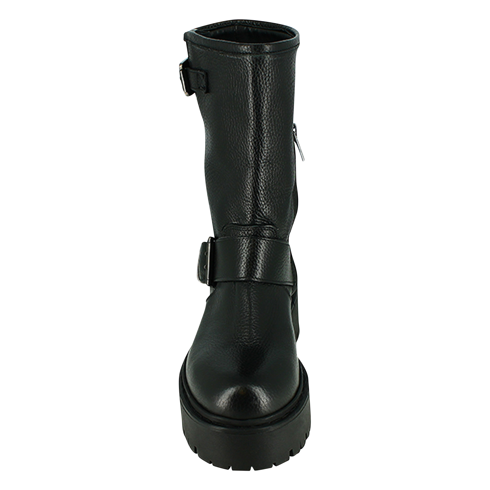 RICCARDO - Bottes à boucles en cuir grainé| Noir