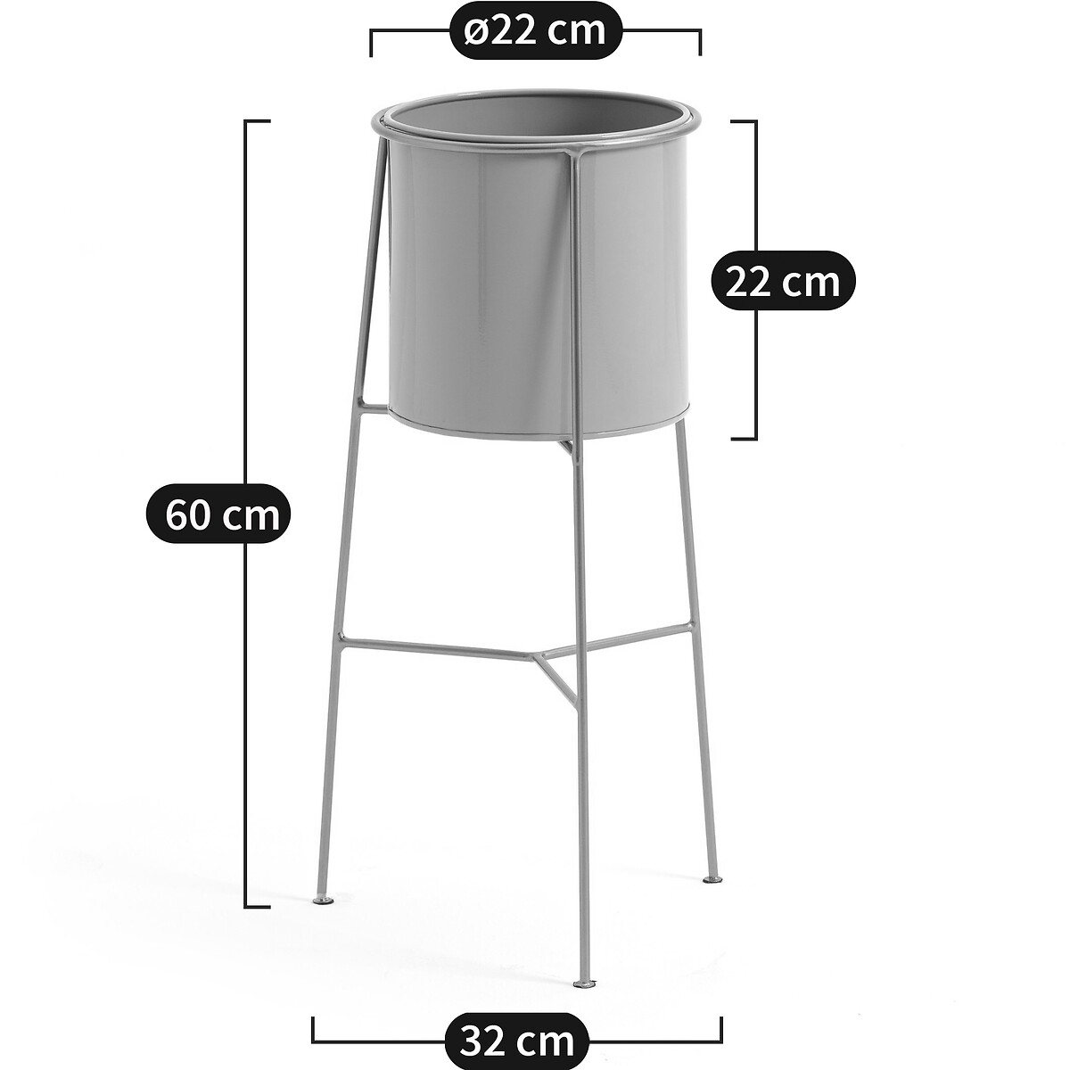 LA REDOUTE INTERIEURS<br>Vaso com suporte de metal Ø22 cm Inaya