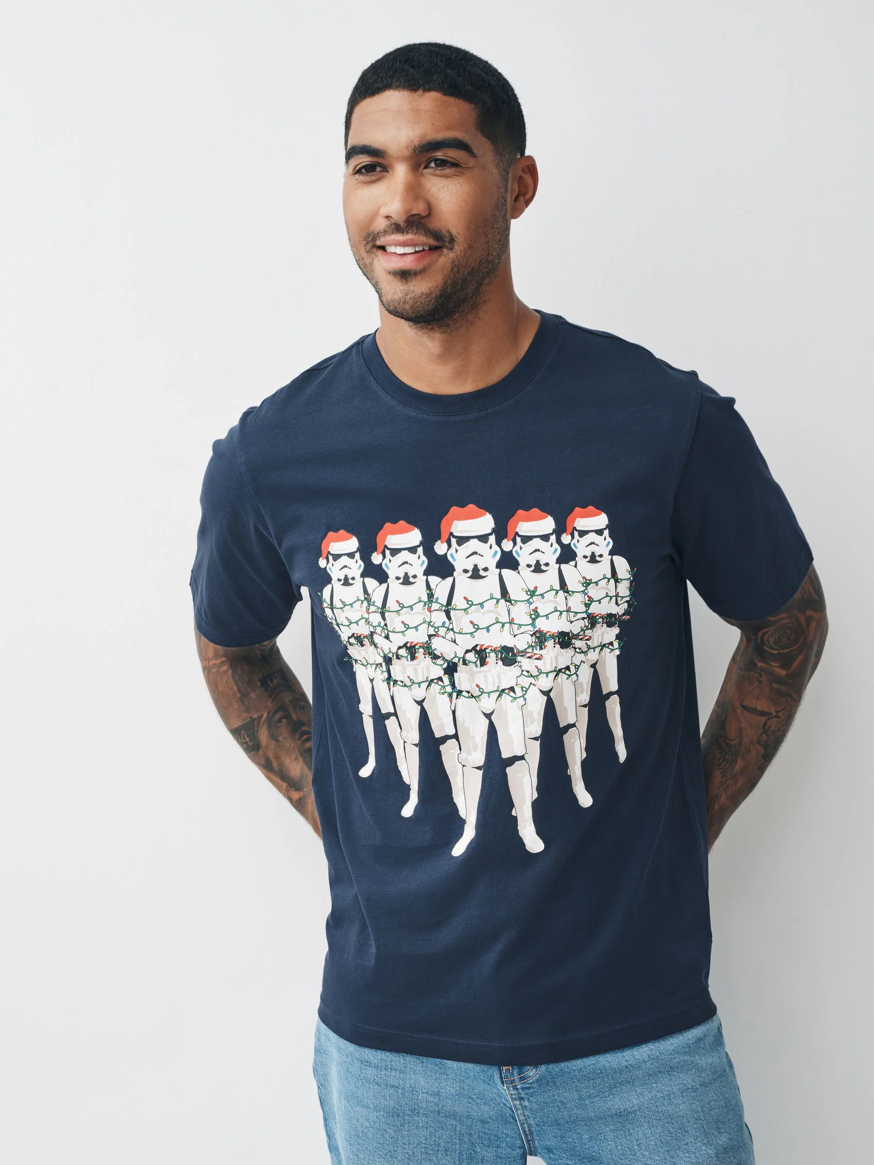 Marineblauw Stormtrooper - Normale Pasvorm - Kerstmis T-shirt met grafische print