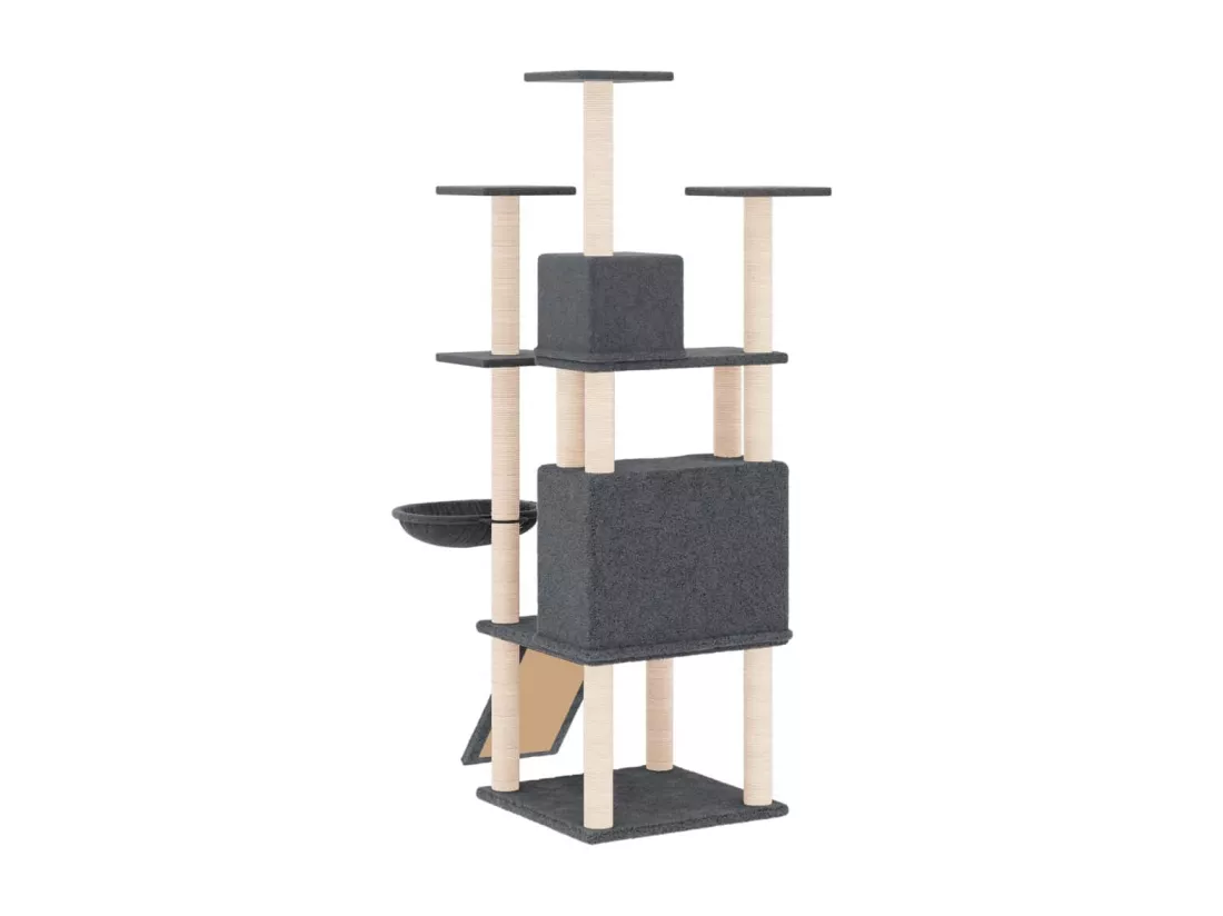 Arbre à chat avec griffoirs en sisal Gris foncé 154 cm