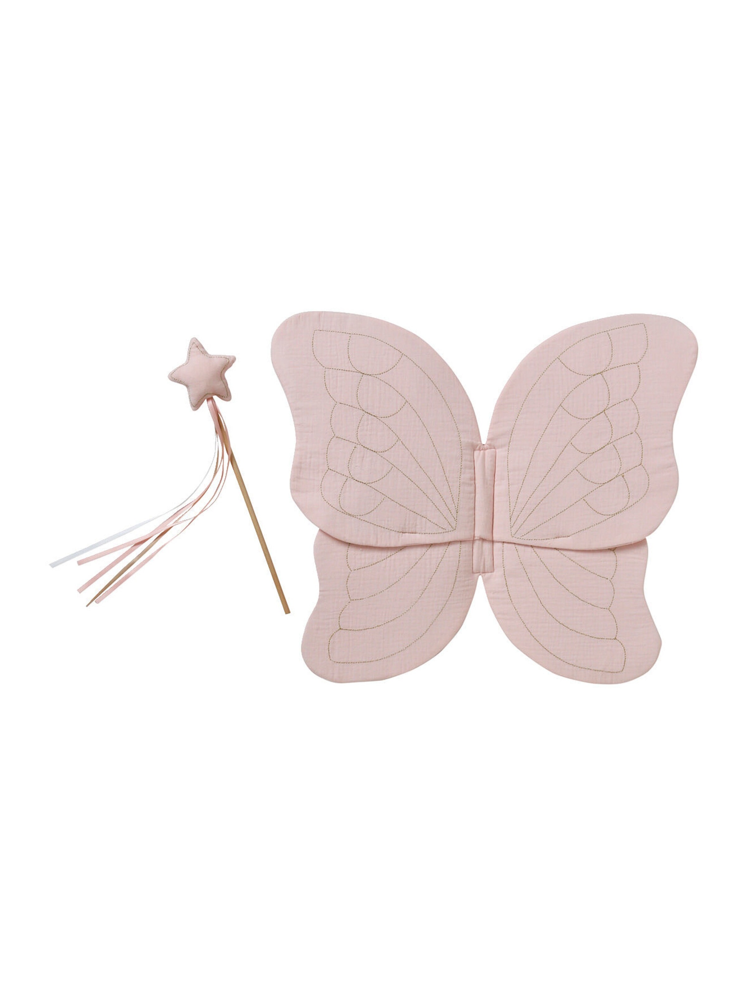 Vertbaudet Kinder Kostüm-Set: Schmetterlingsflügel + Zauberstab rosa