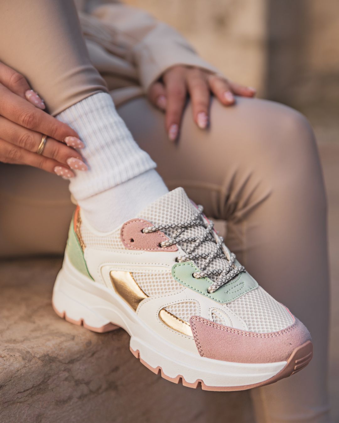 Basket femme multicolore à lacets sneakers - Bao