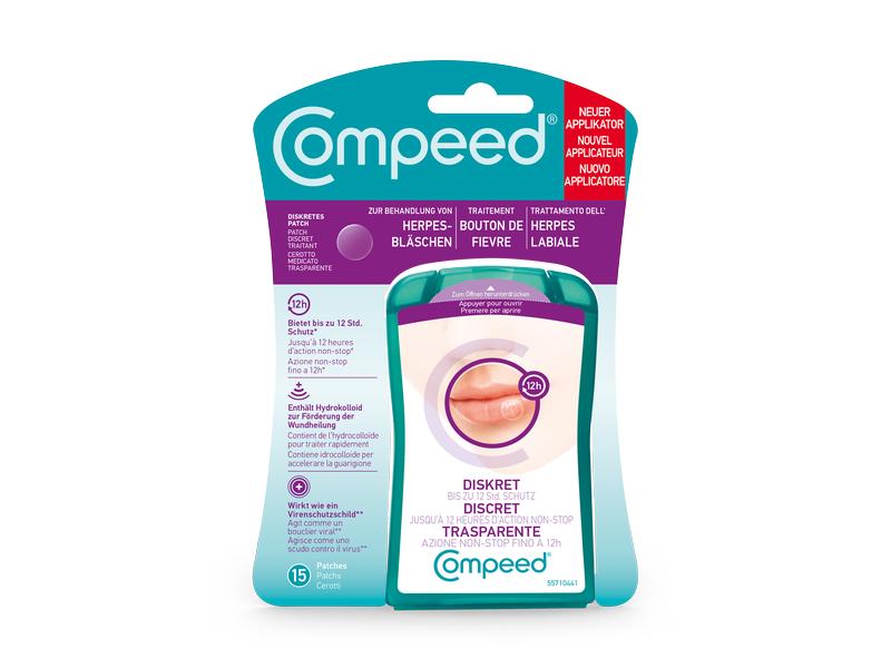 Compeed Patch Invisible Herpesbläschen 15 Stück Unsichtbares Fieberblasen-Patch bei Lippenherpes