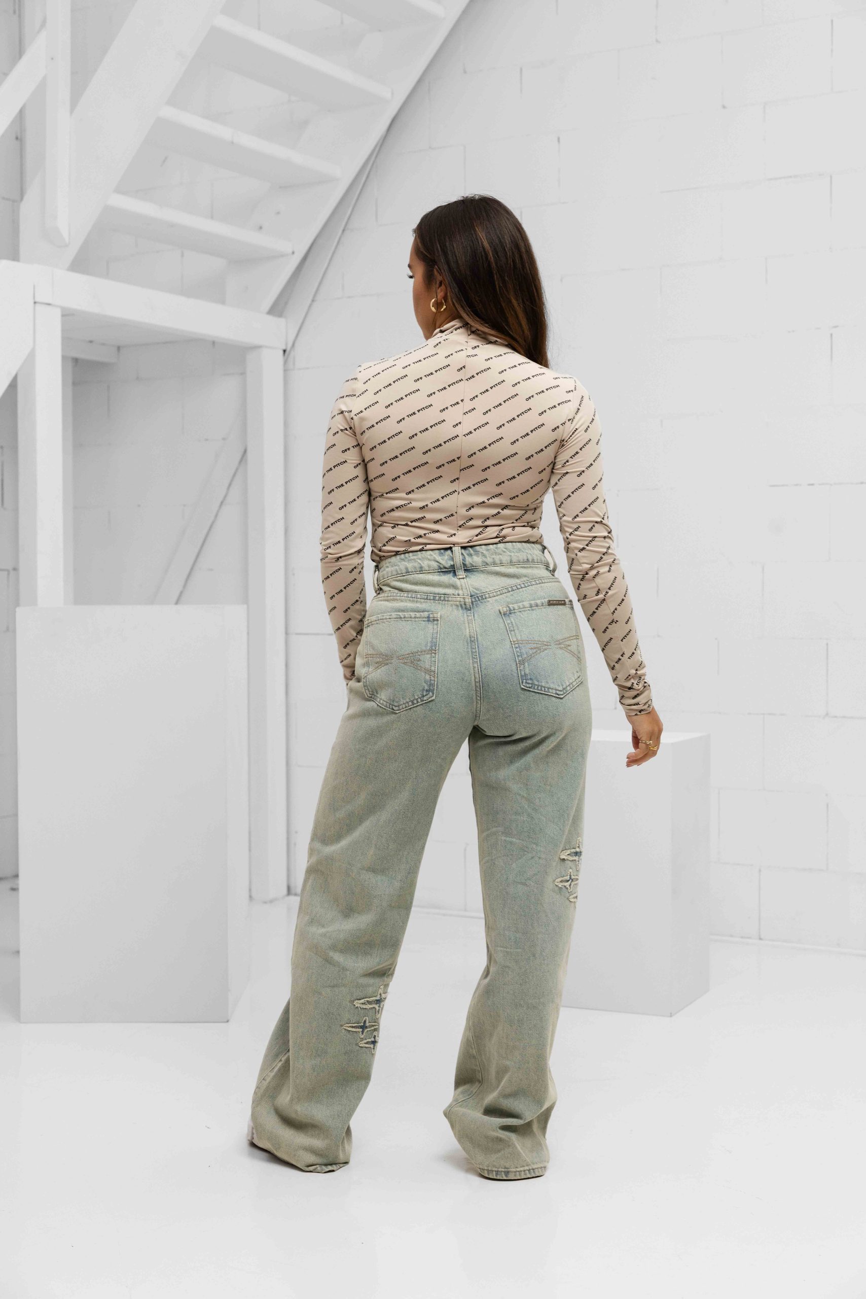 Project x Paris Wide Leg Jeans Dames Lichtblauw