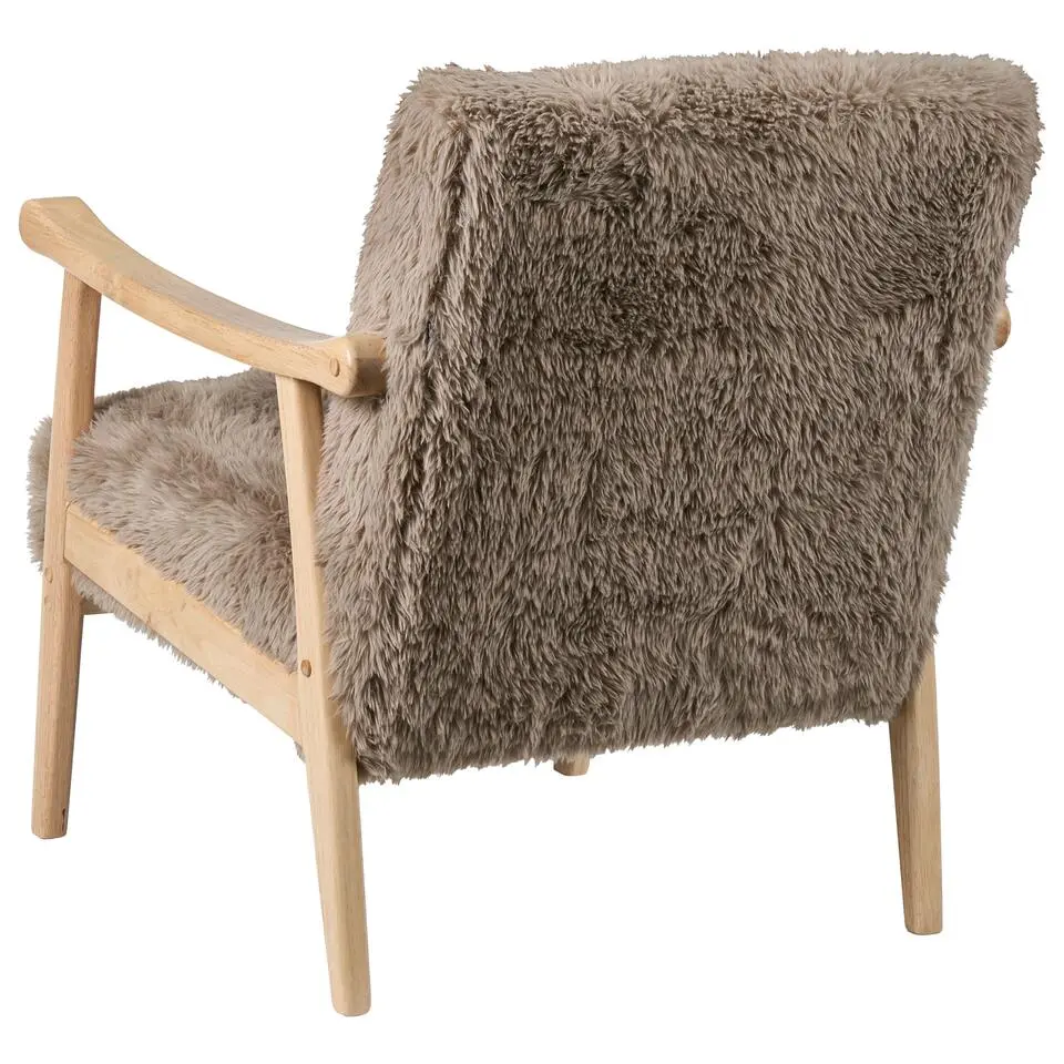 LEKNES - Fauteuil - Taupe - Kunstbont