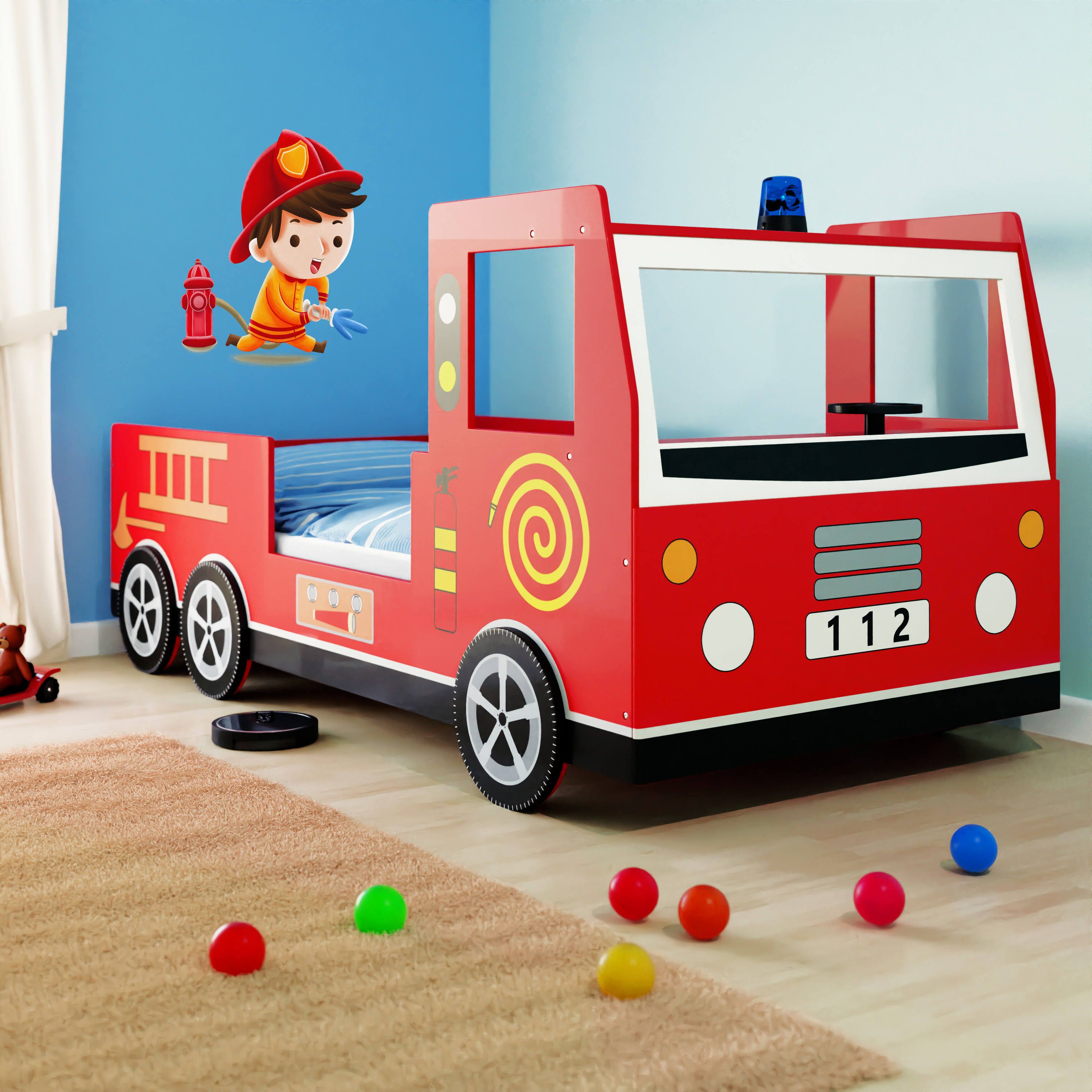 casaria Kinder Feuerwehrbett Noah 200x90 cm