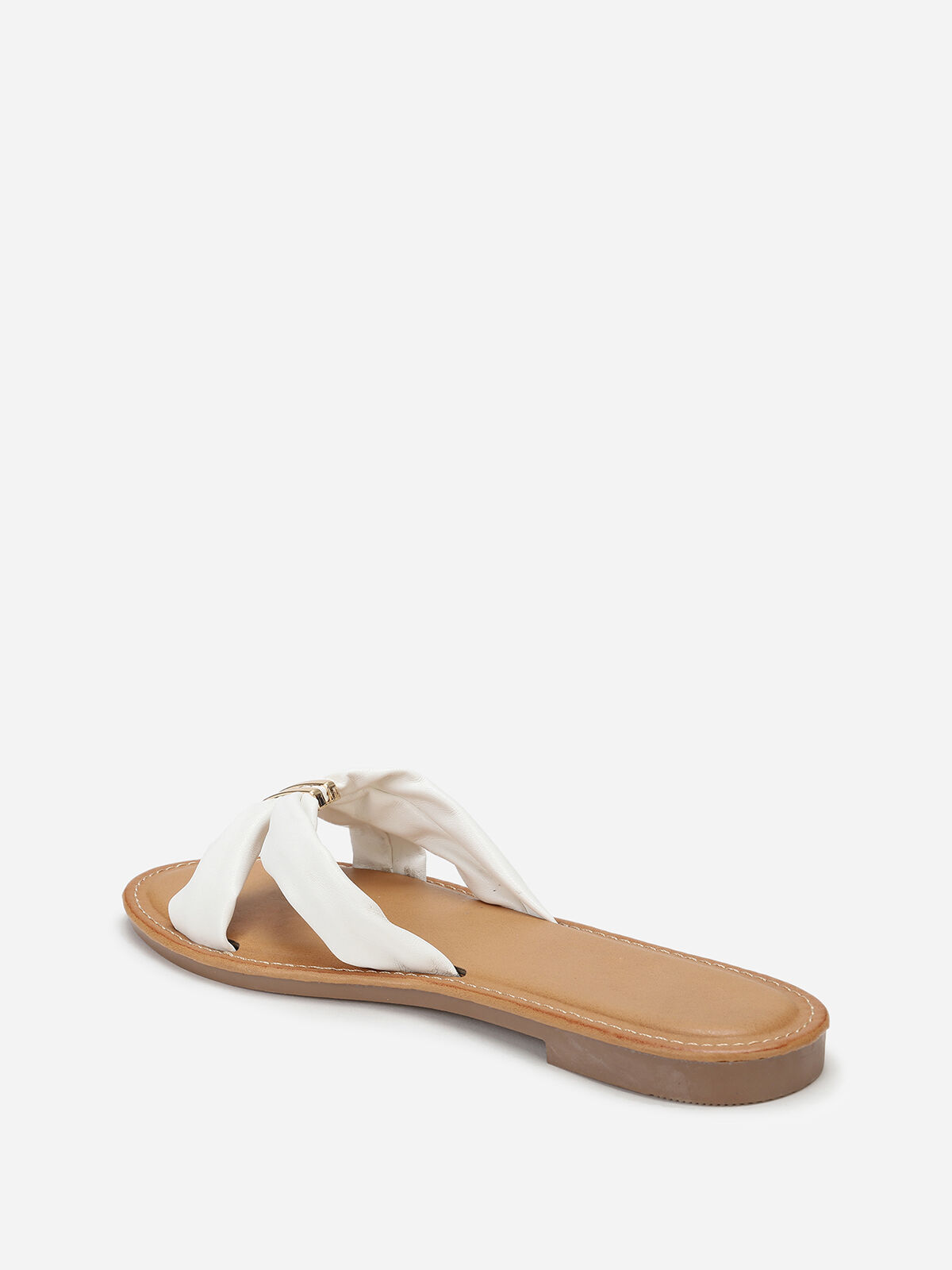 Mules à brides en simili avec boucle- Blanc