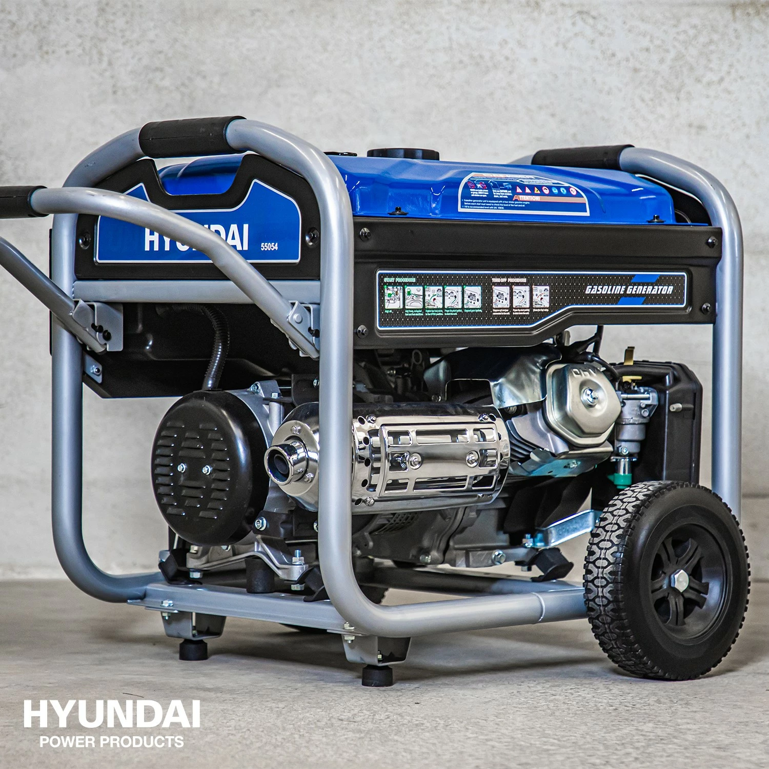 Hyundai 55054 Benzine generator met elektrische start - OHV Motor - 5500W - 3 Fase Full Power