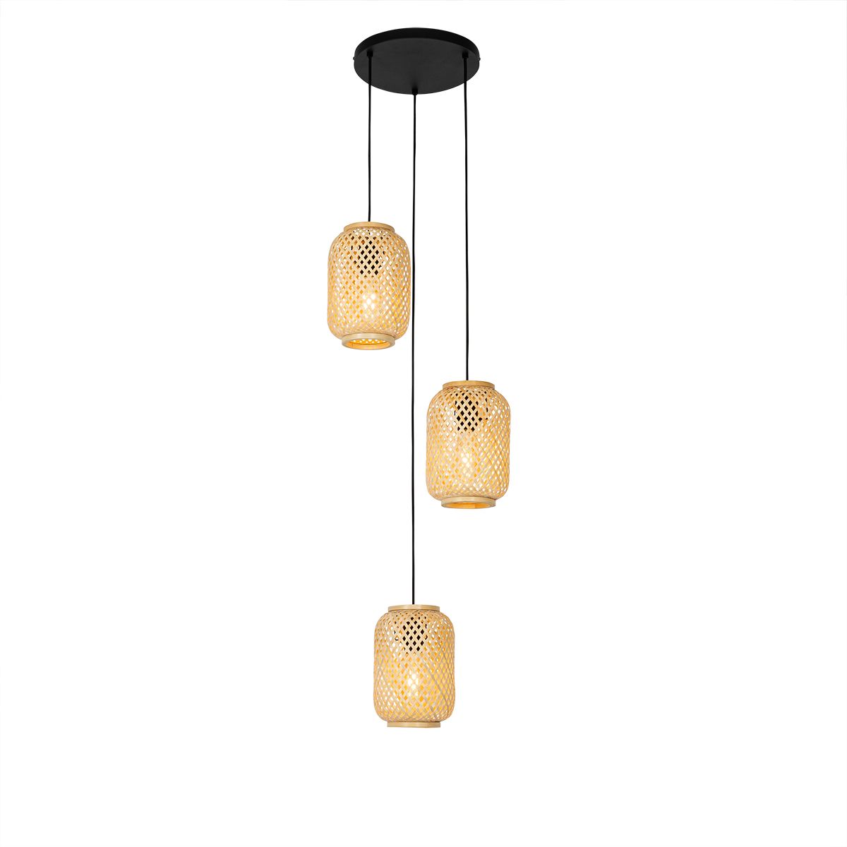 Oosterse hanglamp bamboe 3-lichts - Yvonne