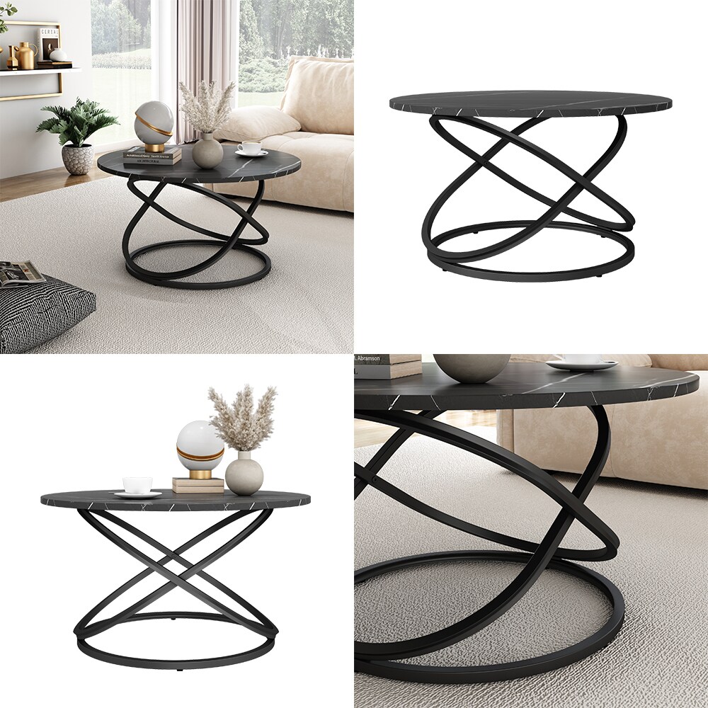 Vicco Couchtisch Calgary Schwarz Marmor-Optik 80 x 46 cm Wohnzimmertisch
