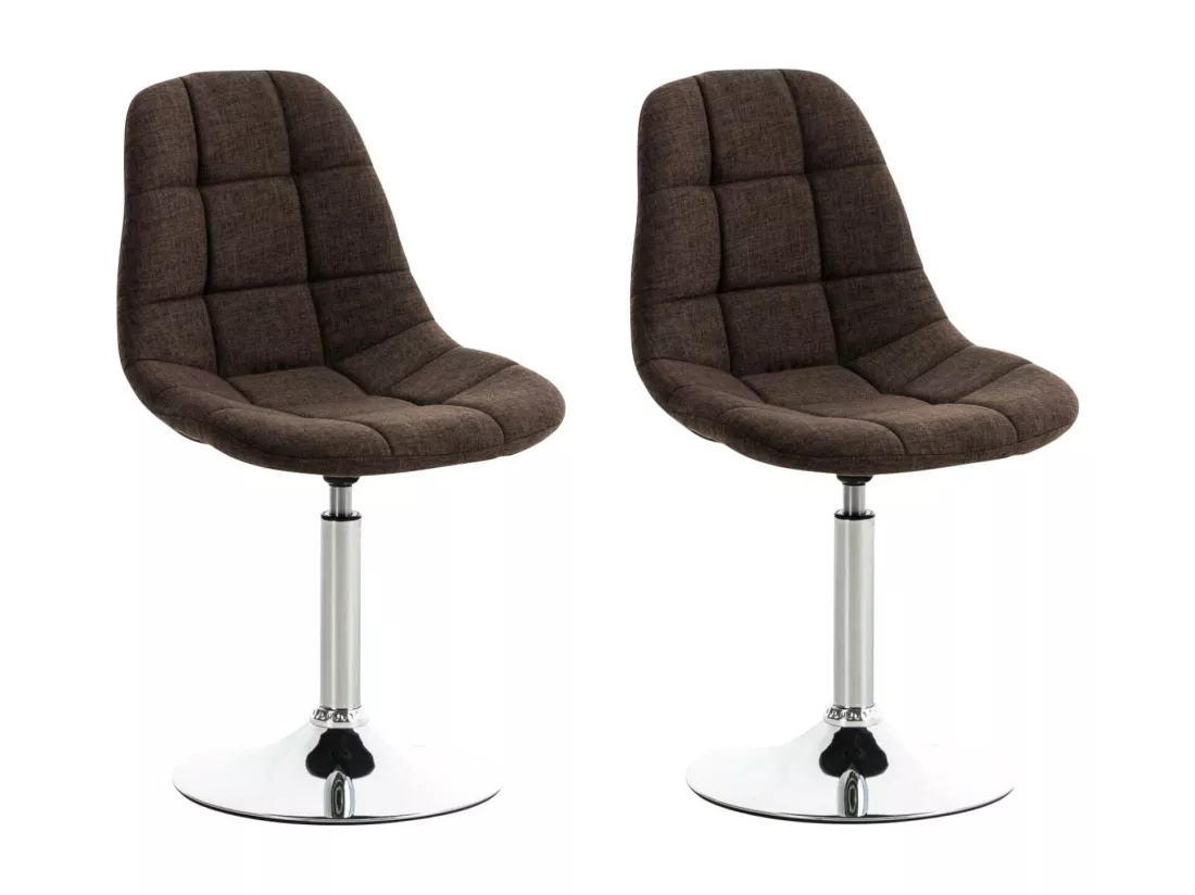 Lot de 2 Chaise de bureau - Tissu & Métal chromé - Marron - Emil