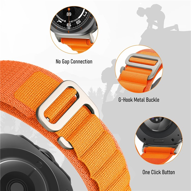 Samsung Galaxy Watch Ultra (47mm) Nylon Armband mit G-Hook Verschluss (Gelenkumfang: 170-245mm) - Beige