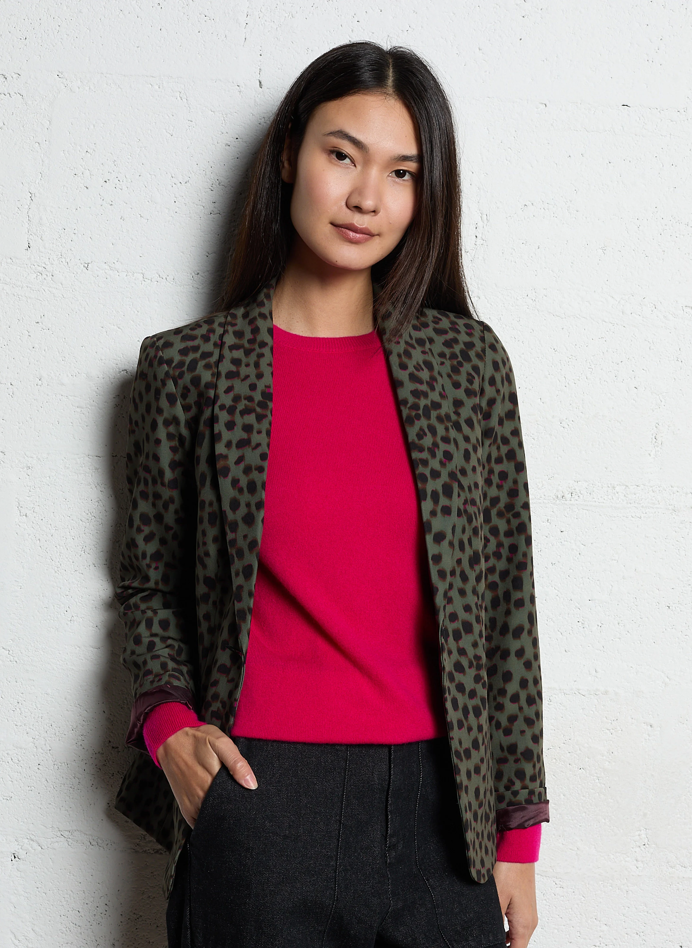 VIKKY - Veste tailleur imprimé| Kaki