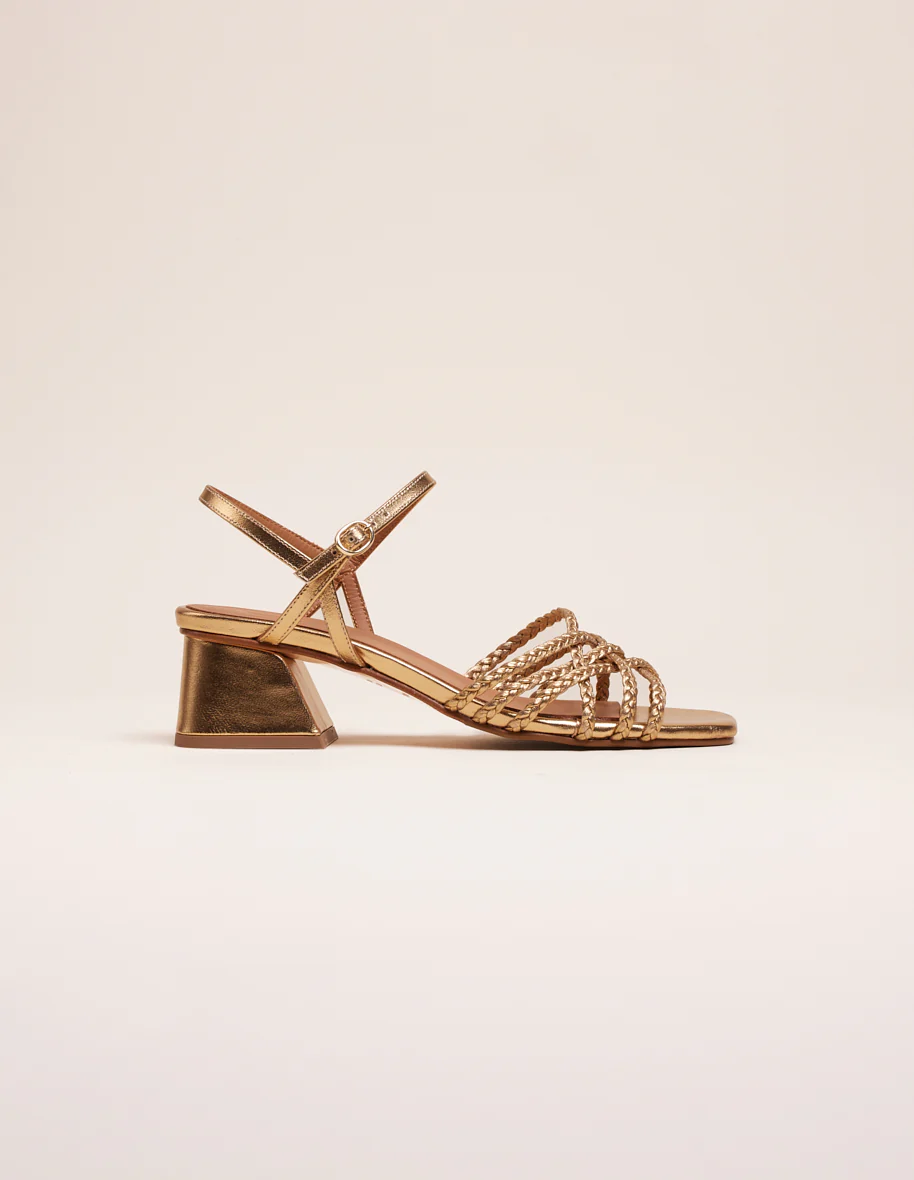 Sandales à talons Lily - Cuir doré