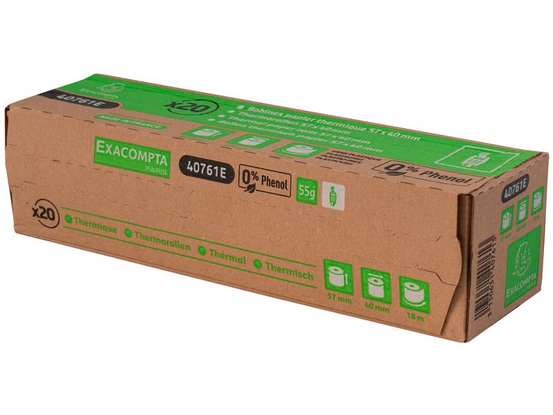Exacompta Thermo-Papierrolle 57 x 40 x 12 mm, 18 m, 20 Stüc Papierrollen ohne Kern