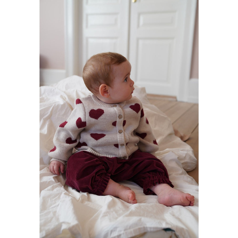 Køb Wheat Offwhite Melange Jacquard Cardigan Hearts