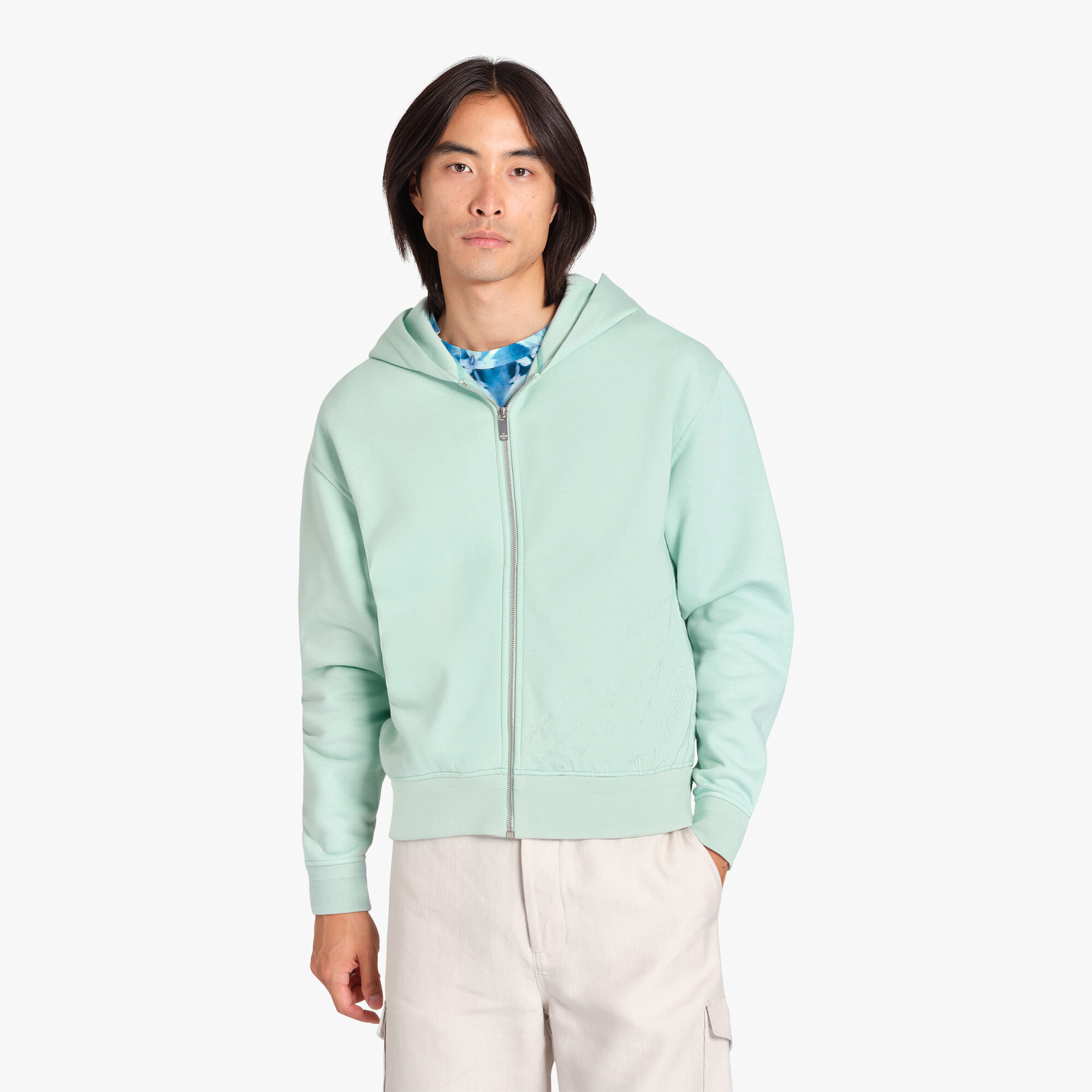 Sweat À Capuche Zippe Avec Broderie Scritto