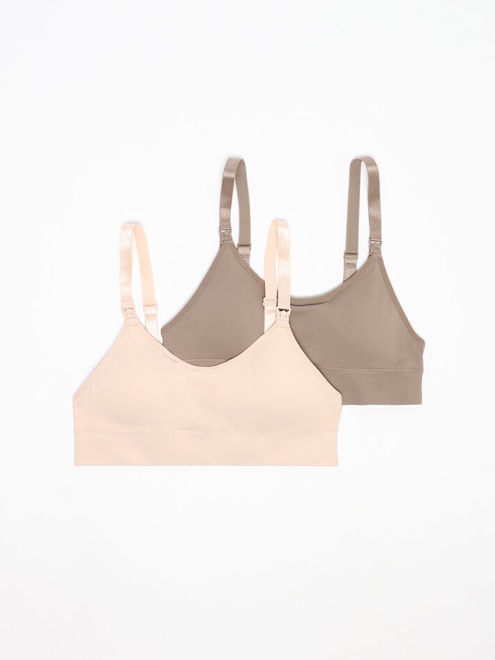 Conjunto de 2 sutiãs de amamentação sem costura - Rosa Nude