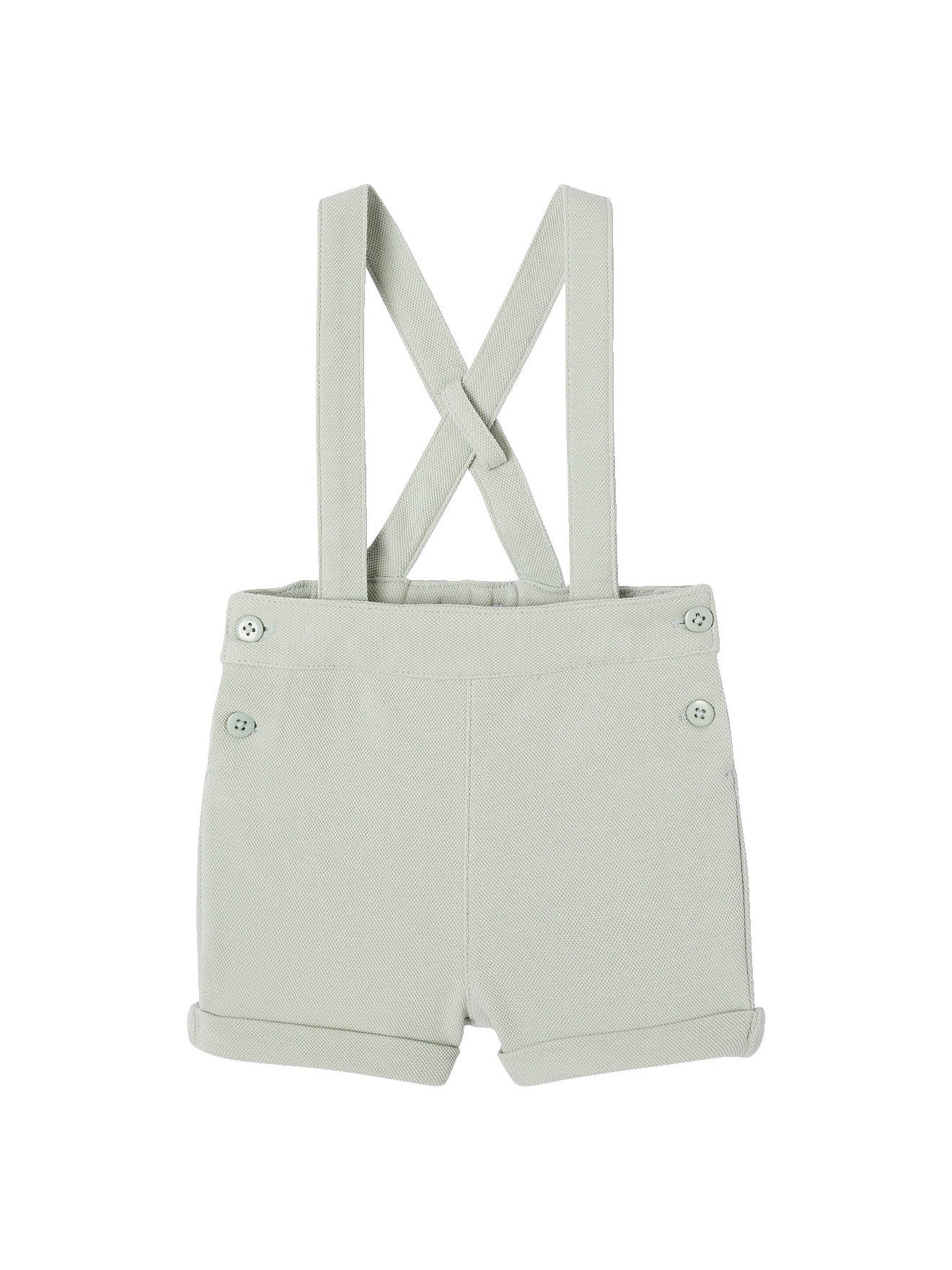 Vertbaudet Festliches Baby-Set: Hemd & Shorts mit Trägern salbeigrün