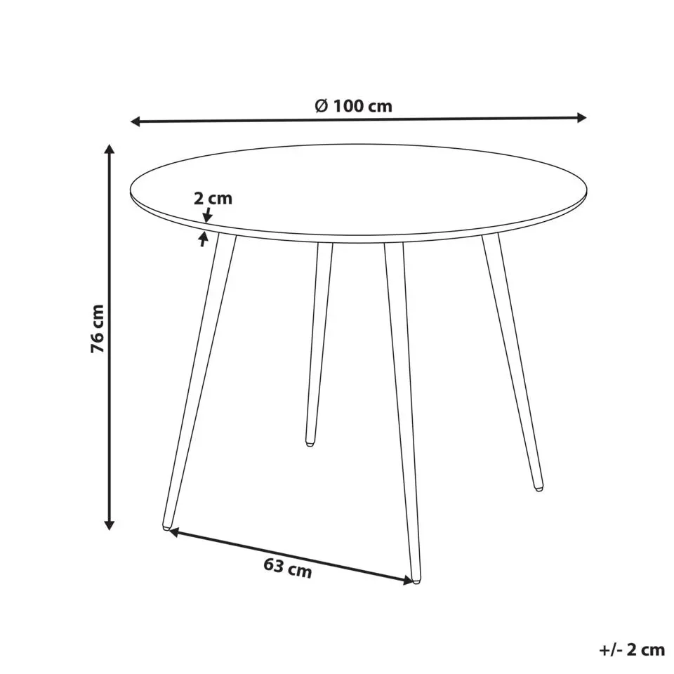 BJORKA - Ronde eettafel - Lichthout - 100 cm - MDF