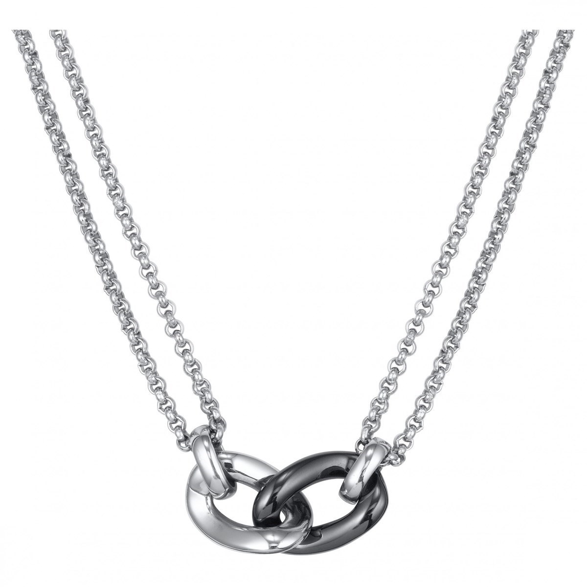 Collier multi-chaînes en Acier 316L et céramique - blanc brillant