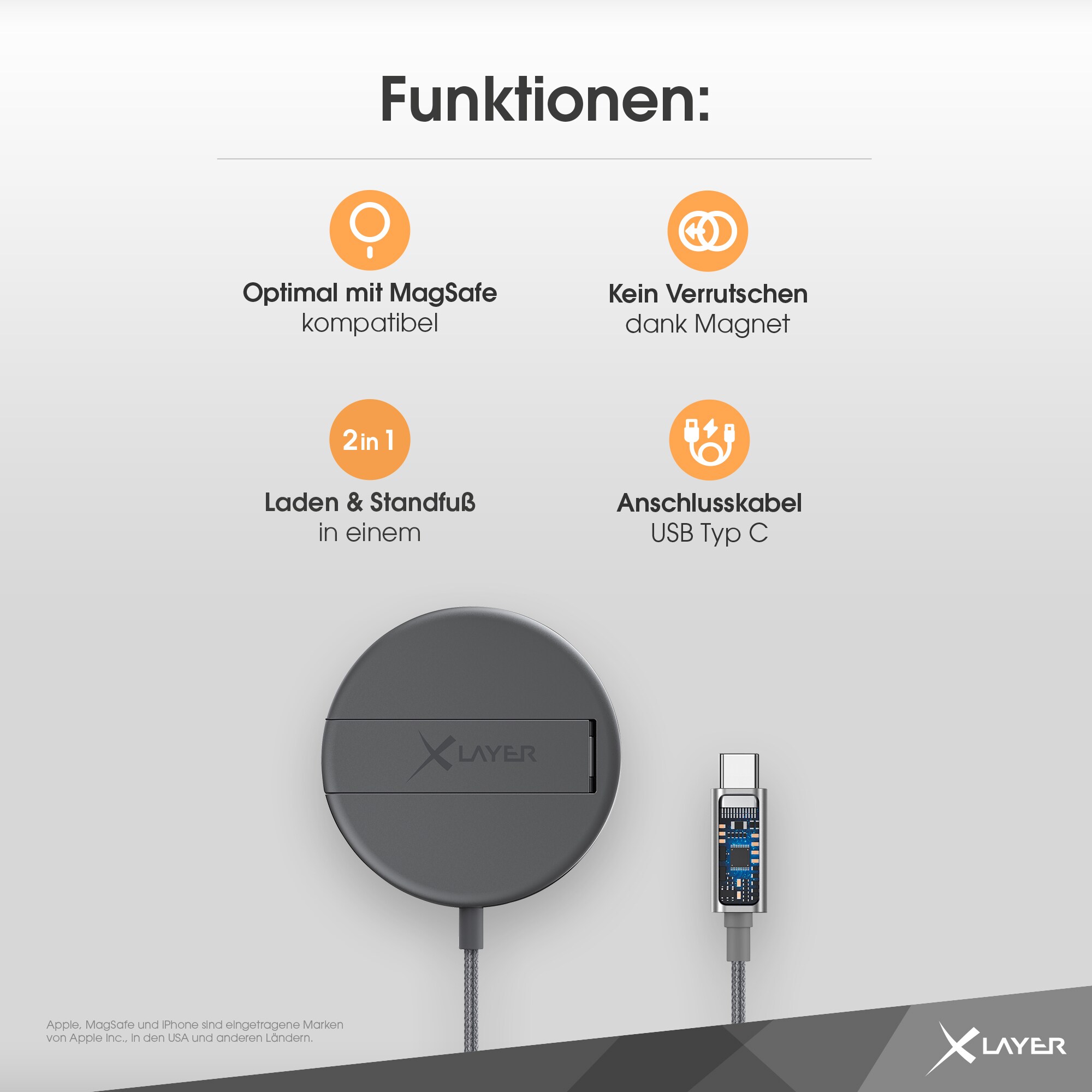 Xlayer WIRELESS MagFix Pro Ladestation Apple Wireless Charger I Magsafe Ladepad