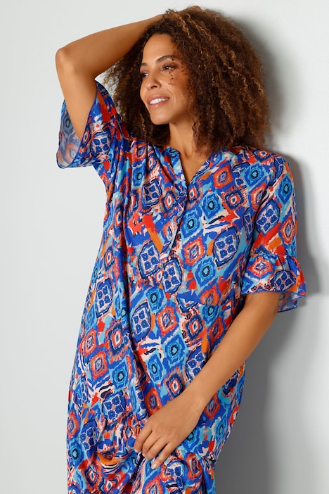 Kleid, Alloverdruck, langer Halbarm