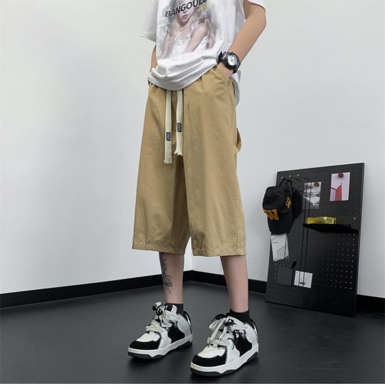 Mimiyox - Capri-broek met trekkoord in de taille, effen en losvallend model