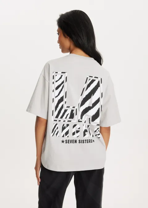 T-shirt met print LA grijs (GRS.L)