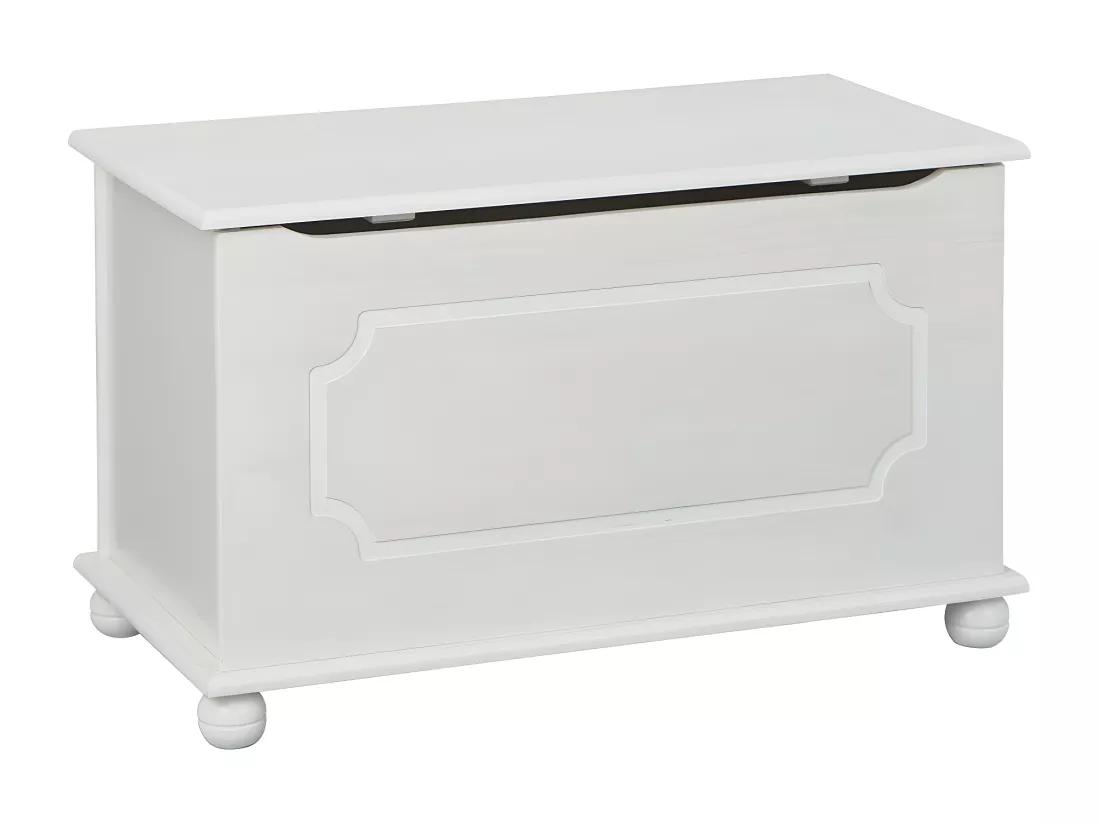 KALISHA - Coffre à Jouets Bois Massif Vernis Blanc