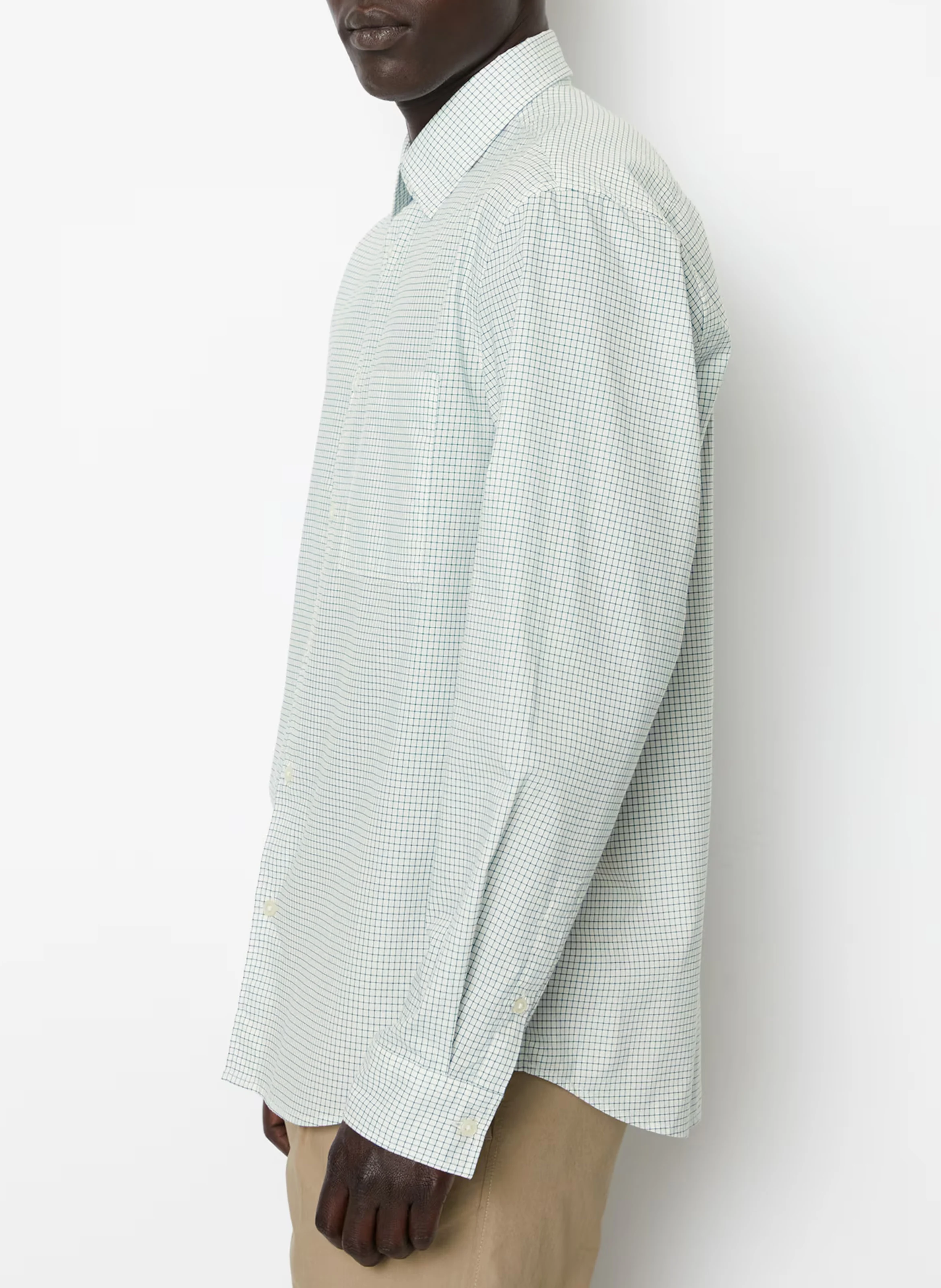 Chemise col classique à carreaux en coton bio | Blanc