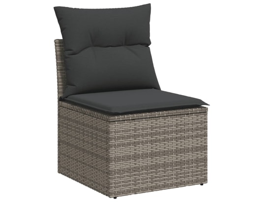 VIDAXL - Canapé Salon de jardin 9 pcs avec coussins gris résine tressée