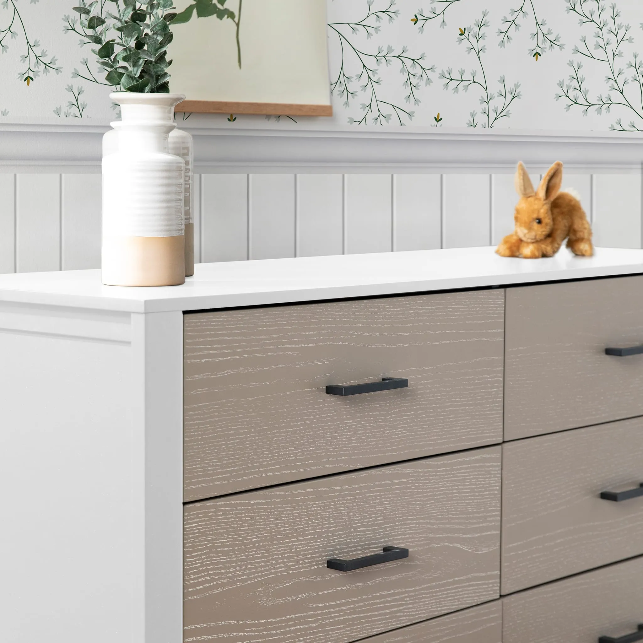 DaVinci Bureau 6 Tiroirs Radley - Blanc et Bois Côtier