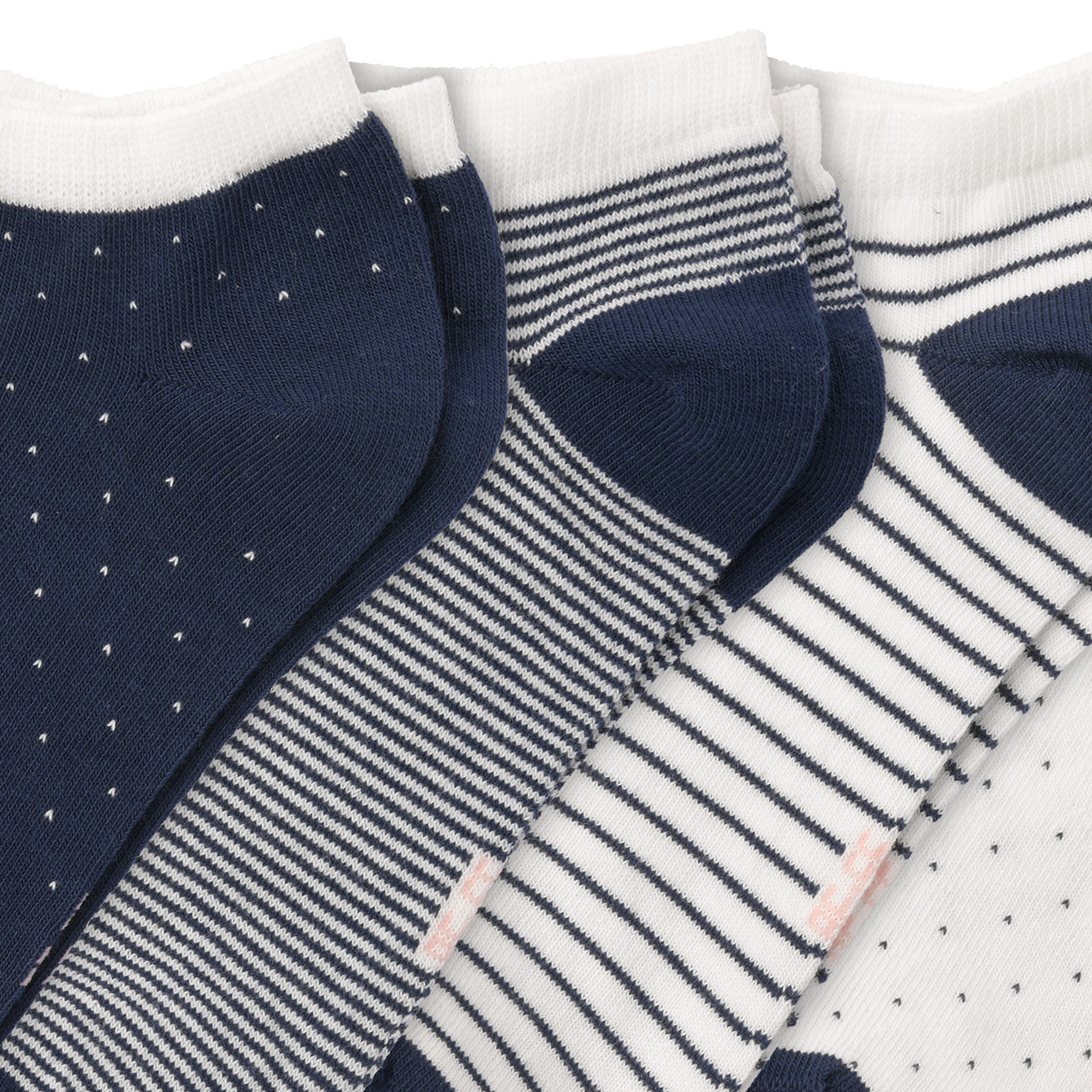 Gina Benotti 4 Paar Damen Sneaker-Socken im Set dunkelblau / weiss