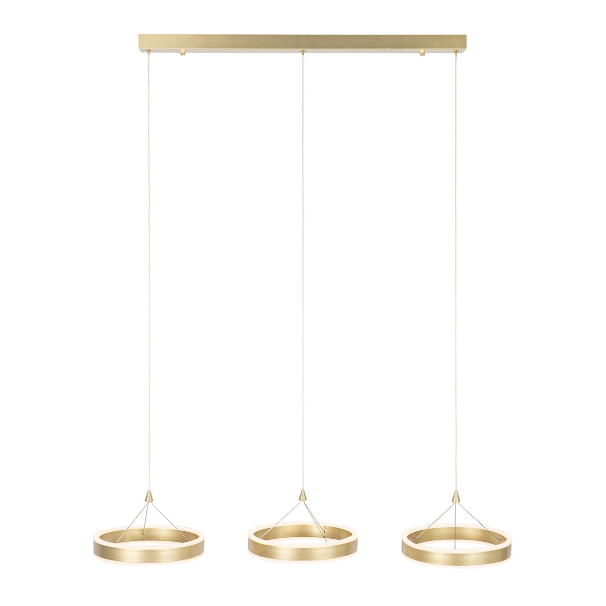 Hanglamp messing langwerpig incl. LED 3-staps dimbaar 3-lichts - Lyani