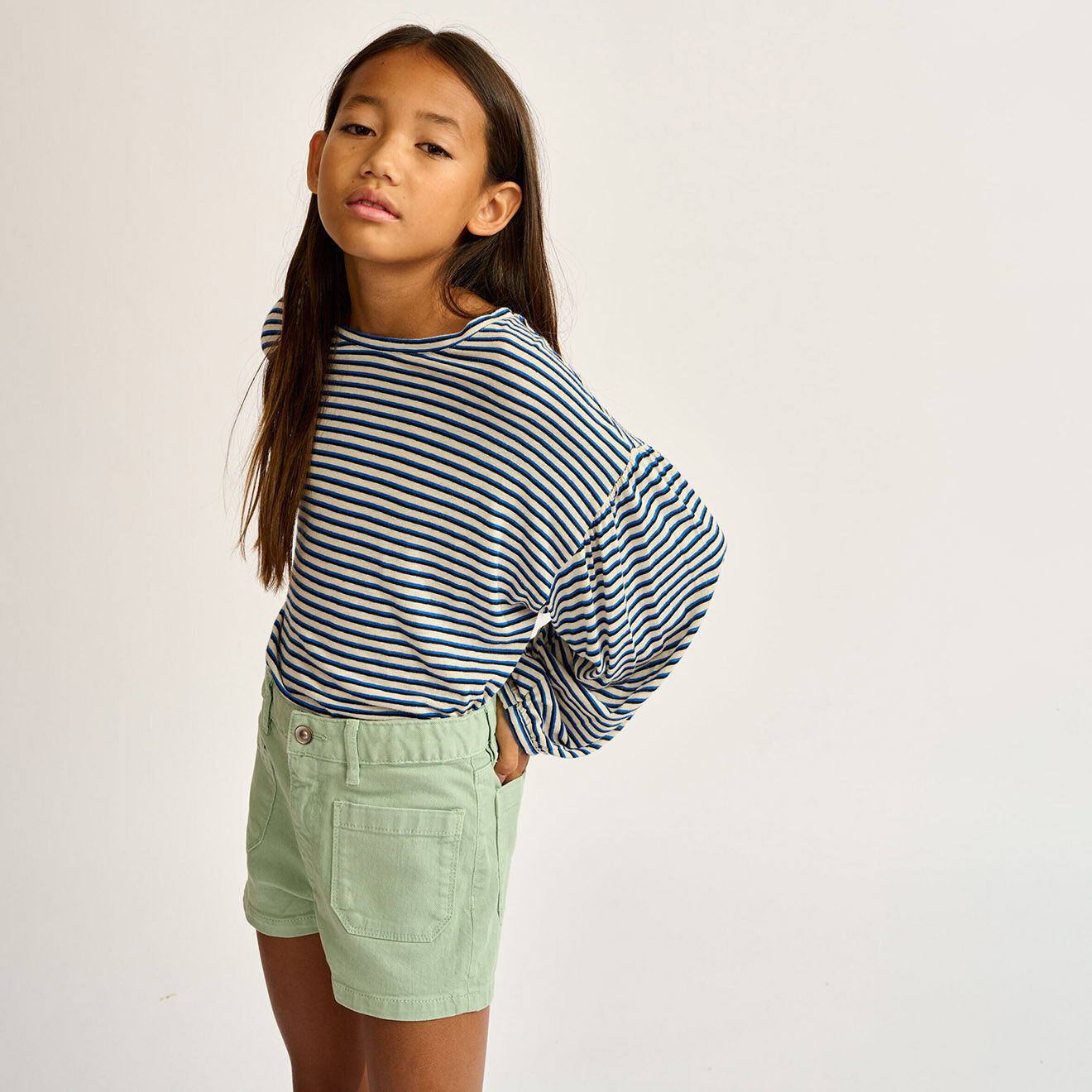 Bellerose T-Shirt en Lin mélangé Volly rayé bleu/blanc