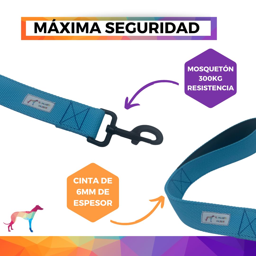 EGV - Guia curta para cães, 4 cm de largura, cabo de neoprene e 50 cm de comprimento. (Azul)